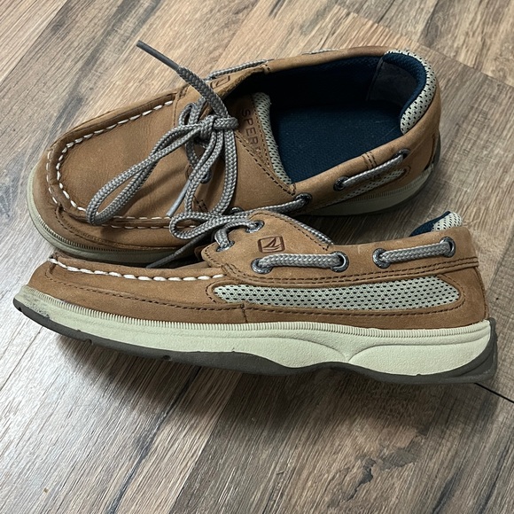 Casual Brown Boat Shoes with White Stitching - Picture 3 of 5